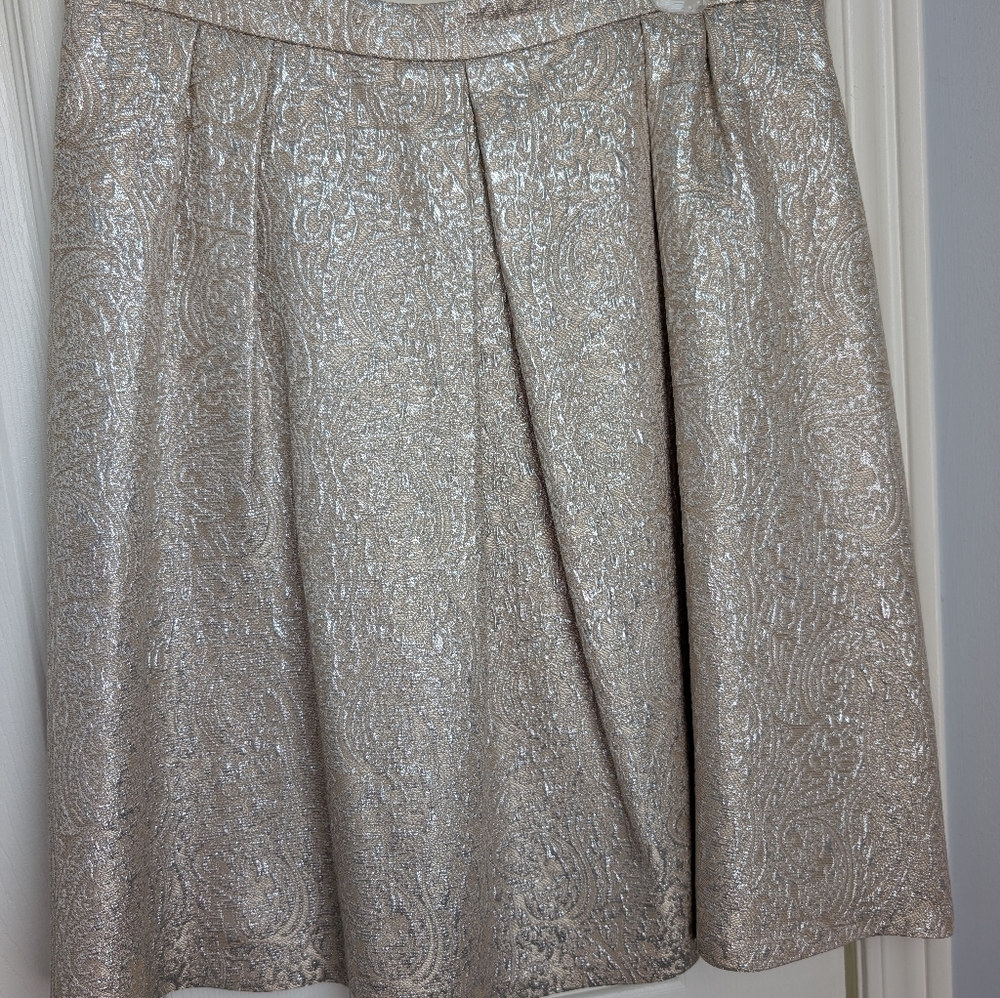 Tristan Metallic Cream Paisley A-Line Skirt